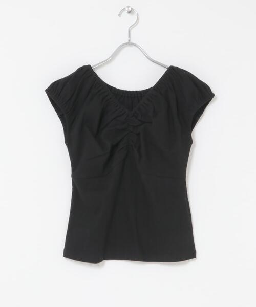 SENSE OF PLACE by URBAN RESEARCH(センスオブプレイスバイアーバンリサーチ)の「ギャザーネックカットトップ(Tシャツ/カットソー・レディース・イエロー/ブラック/オートミール・ONE)」の8枚目の写真
