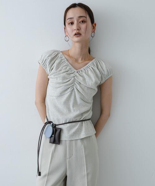 SENSE OF PLACE by URBAN RESEARCH(センスオブプレイスバイアーバンリサーチ)の「ギャザーネックカットトップ(Tシャツ/カットソー・レディース・イエロー/ブラック/オートミール・ONE)」の10枚目の写真