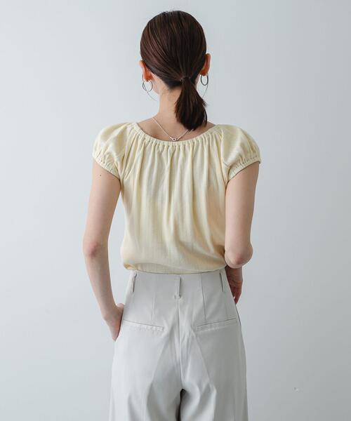 SENSE OF PLACE by URBAN RESEARCH(センスオブプレイスバイアーバンリサーチ)の「ギャザーネックカットトップ(Tシャツ/カットソー・レディース・イエロー/ブラック/オートミール・ONE)」の18枚目の写真