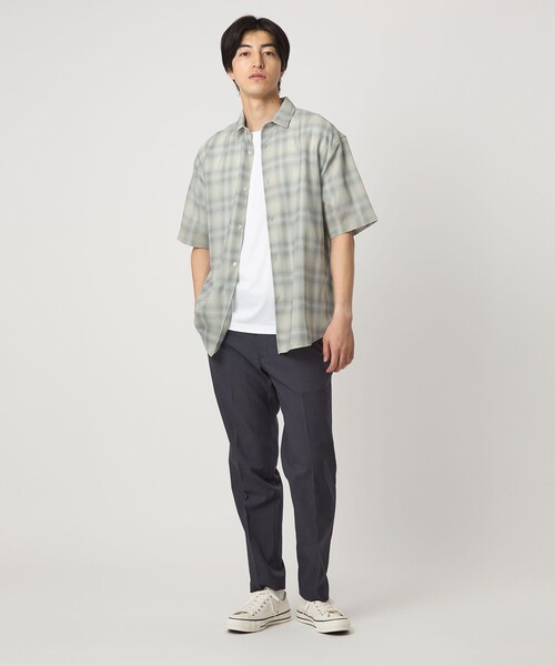 A DAY IN THE LIFE UNITED ARROWS(アデイインザライフユナイテッドアローズ)の「メッシュプリント オンブレチェック リラックスシャツ<A DAY IN THE LIFE>(シャツ/ブラウス・メンズ・ベージュ/ネイビー・M/L)」の8枚目の写真