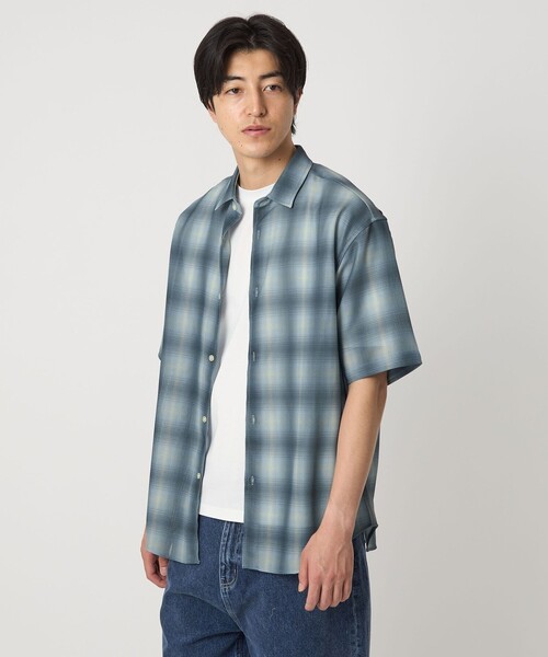 A DAY IN THE LIFE UNITED ARROWS(アデイインザライフユナイテッドアローズ)の「メッシュプリント オンブレチェック リラックスシャツ<A DAY IN THE LIFE>(シャツ/ブラウス・メンズ・ベージュ/ネイビー・M/L)」の10枚目の写真