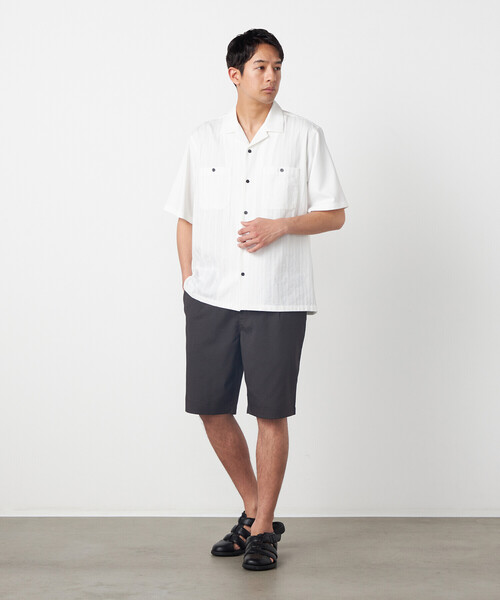 COMME CA ISM(コムサイズム)の「ドビーオックス×カラミストライプ 半袖キューバシャツ(シャツ/ブラウス・メンズ・ブラック/ホワイト・LARGE/MEDIUM)」の3枚目の写真