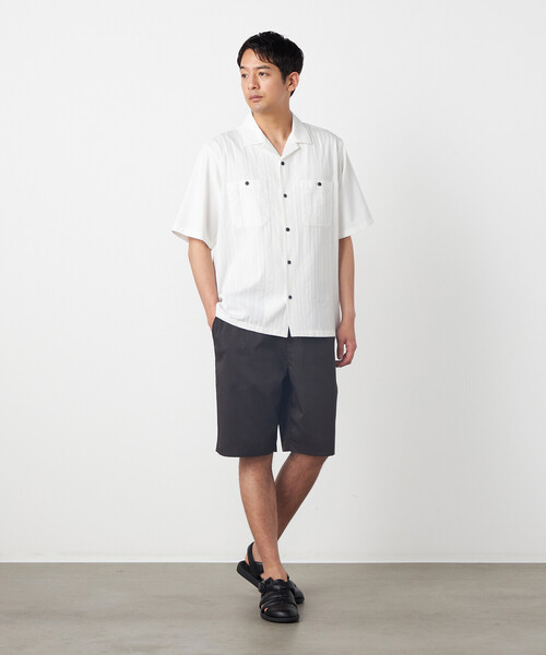 COMME CA ISM(コムサイズム)の「ドビーオックス×カラミストライプ 半袖キューバシャツ(シャツ/ブラウス・メンズ・ブラック/ホワイト・LARGE/MEDIUM)」の4枚目の写真