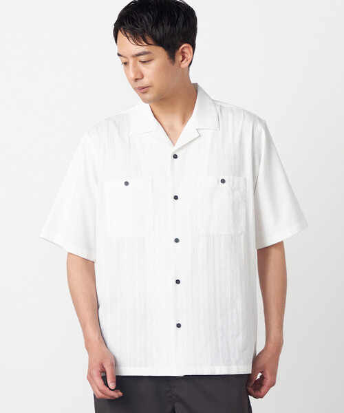 COMME CA ISM(コムサイズム)の「ドビーオックス×カラミストライプ 半袖キューバシャツ(シャツ/ブラウス・メンズ・ブラック/ホワイト・LARGE/MEDIUM)」の7枚目の写真