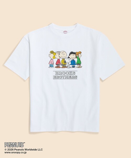 BROOKS BROTHERS(ブルックスブラザーズ)の「Brooks Brothers × PEANUTS コットン ピーナッツ・ギャングプリント Tシャツ(Tシャツ/カットソー・メンズ・ホワイト/グレー・LARGE/MEDIUM/SMALL)」の1枚目の写真