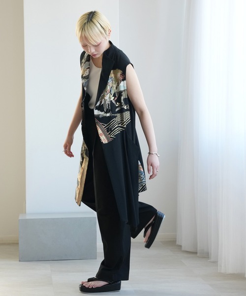 utatane(ウタタネ)の「着物リメイク maison utatane ジレ 黒を纏う松籟(しょうらい)(ベスト・レディース・ブラック・11号)」の7枚目の写真