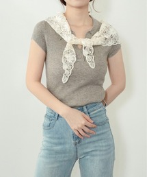 【on:nue】[着用動画あり！] スキッパーポロリブニット