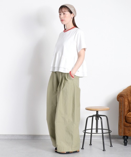 cepo(セポ)の「ショートスリーブペプラムトップス(Tシャツ/カットソー・レディース・オフホワイト/グレー/ブラック・M)」の5枚目の写真