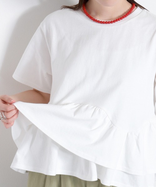 cepo(セポ)の「ショートスリーブペプラムトップス(Tシャツ/カットソー・レディース・オフホワイト/グレー/ブラック・M)」の15枚目の写真