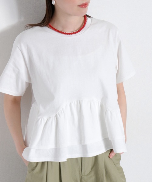 cepo(セポ)の「ショートスリーブペプラムトップス(Tシャツ/カットソー・レディース・オフホワイト/グレー/ブラック・M)」の9枚目の写真