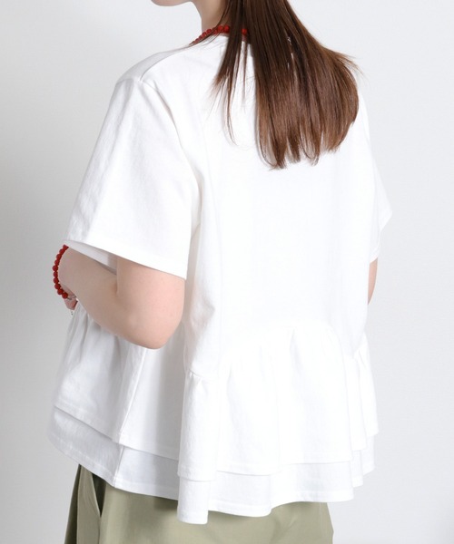 cepo(セポ)の「ショートスリーブペプラムトップス(Tシャツ/カットソー・レディース・オフホワイト/グレー/ブラック・M)」の11枚目の写真
