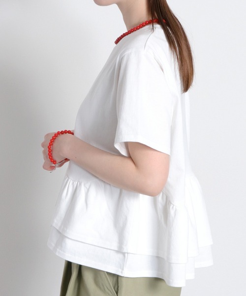 cepo(セポ)の「ショートスリーブペプラムトップス(Tシャツ/カットソー・レディース・オフホワイト/グレー/ブラック・M)」の10枚目の写真