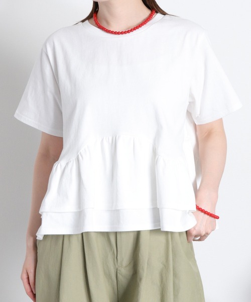 cepo(セポ)の「ショートスリーブペプラムトップス(Tシャツ/カットソー・レディース・オフホワイト/グレー/ブラック・M)」の14枚目の写真