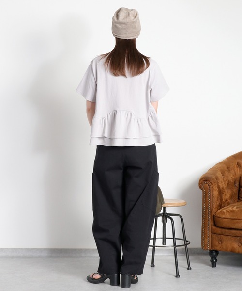 cepo(セポ)の「ショートスリーブペプラムトップス(Tシャツ/カットソー・レディース・オフホワイト/グレー/ブラック・M)」の18枚目の写真