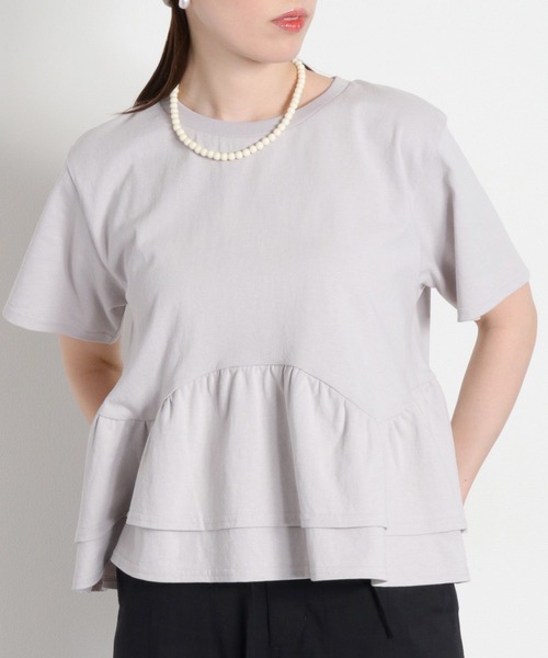 cepo(セポ)の「ショートスリーブペプラムトップス(Tシャツ/カットソー・レディース・オフホワイト/グレー/ブラック・M)」の21枚目の写真