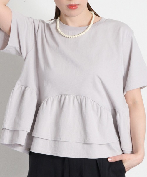 cepo(セポ)の「ショートスリーブペプラムトップス(Tシャツ/カットソー・レディース・オフホワイト/グレー/ブラック・M)」の22枚目の写真