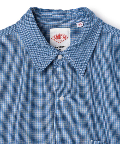 DANTON（ダントン）の「Store-Exclusive Women’s Textured Check Shirt Dress（ワンピース・レディース・ブルー系その他・36）」の3枚目の写真