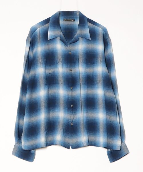 MINEDENIM(マインデニム)の「MINEDENIM (マインデニム)R.Flannel Ombre Open Collar SH(シャツ/ブラウス・メンズ・ブラック/ブルー/レッド・2/1/3)」の3枚目の写真