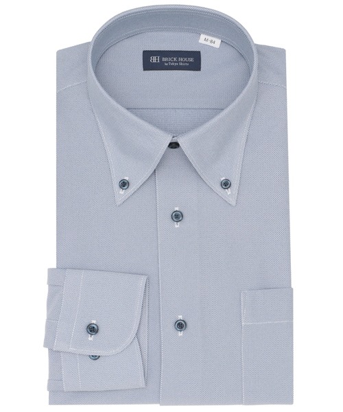 TOKYO SHIRTS(トウキョウシャツ)の「形態安定ノンアイロン ボタンダウン 長袖ストレッチビジネスワイシャツ(ビジネスシャツ・メンズ・ネイビー・首回り39cm-裄丈80cm/首回り39cm-裄丈84cm/首回り41cm-裄丈82cm/首回り41cm-裄丈86cm/首回り42cm-裄丈82cm/首回り42cm-裄丈86cm/首回り43cm-裄丈82cm/首回り43cm-裄丈86cm)」の1枚目の写真