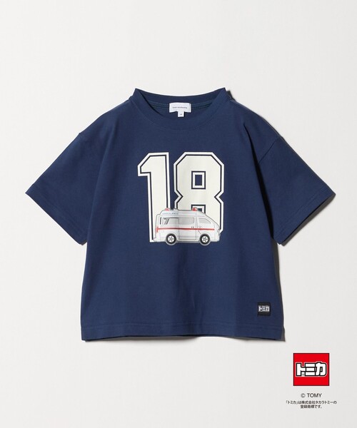 green label relaxing(グリーンレーベルリラクシング)の「【別注】<TOMICA>Tシャツ / キッズ(100cmー130cm)(Tシャツ/カットソー・キッズ・ネイビー/オフホワイト/グレー系・130cm/110cm/120cm/100cm)」の1枚目の写真