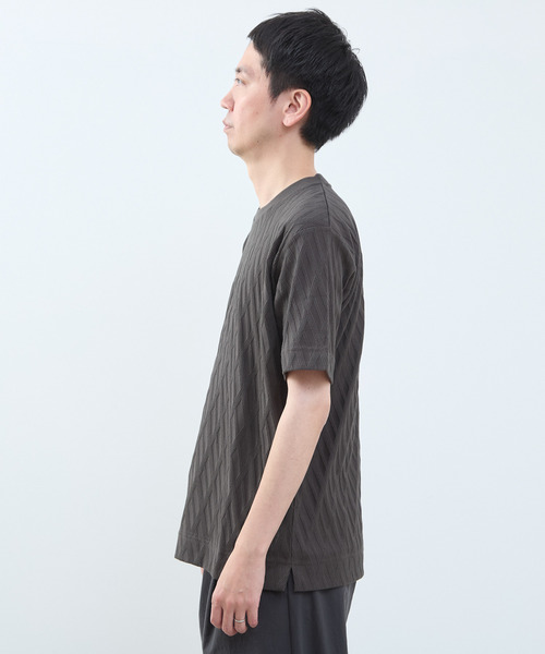 MEN'S MELROSE（メンズメルローズ）の「バイアスリンククルーネックTシャツ（Tシャツ/カットソー・メンズ・ブルーグレー/スミクロ/ホワイト・4/3/2）」の5枚目の写真