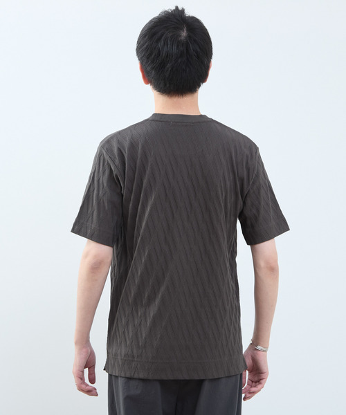 MEN'S MELROSE（メンズメルローズ）の「バイアスリンククルーネックTシャツ（Tシャツ/カットソー・メンズ・ブルーグレー/スミクロ/ホワイト・4/3/2）」の6枚目の写真