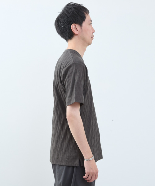 MEN'S MELROSE（メンズメルローズ）の「バイアスリンククルーネックTシャツ（Tシャツ/カットソー・メンズ・ブルーグレー/スミクロ/ホワイト・4/3/2）」の7枚目の写真