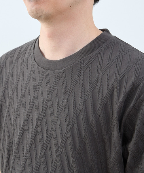 MEN'S MELROSE（メンズメルローズ）の「バイアスリンククルーネックTシャツ（Tシャツ/カットソー・メンズ・ブルーグレー/スミクロ/ホワイト・4/3/2）」の8枚目の写真