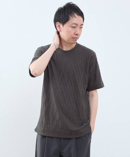 MEN'S MELROSE（メンズメルローズ）の「バイアスリンククルーネックTシャツ（Tシャツ/カットソー・メンズ・ブルーグレー/スミクロ/ホワイト・4/3/2）」の22枚目の写真