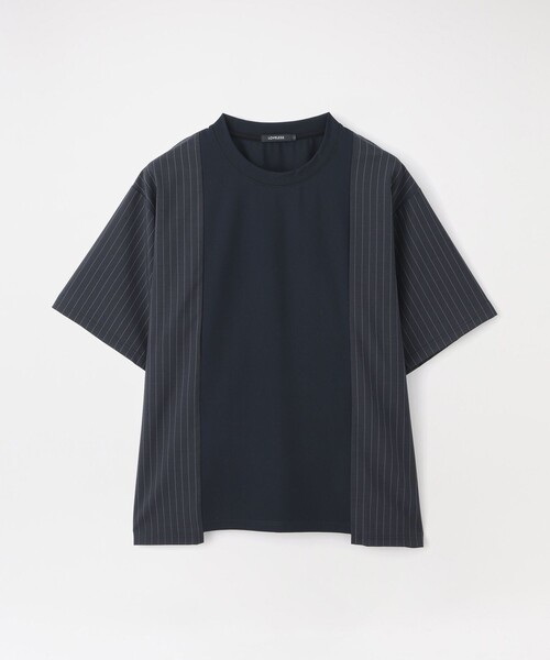 LOVELESS（ラブレス）の「ストライプブロッキングTシャツ（Tシャツ/カットソー・メンズ・ブルー系その他7/ブラック/ライトグレー・L/M）」の3枚目の写真