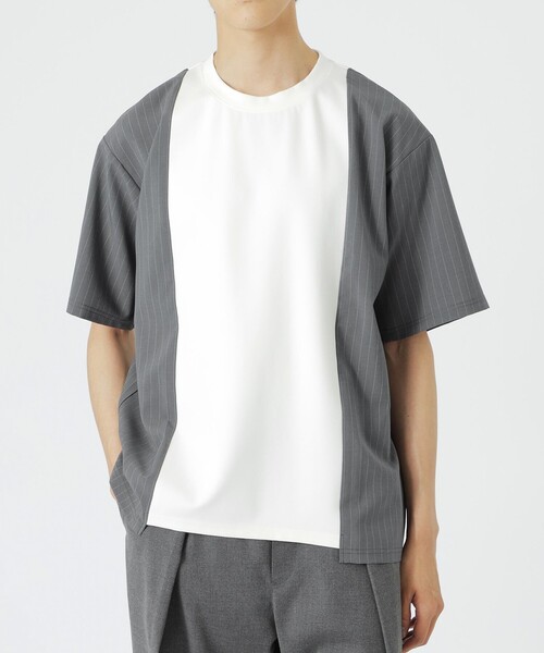 LOVELESS（ラブレス）の「ストライプブロッキングTシャツ（Tシャツ/カットソー・メンズ・ブルー系その他7/ブラック/ライトグレー・L/M）」の17枚目の写真