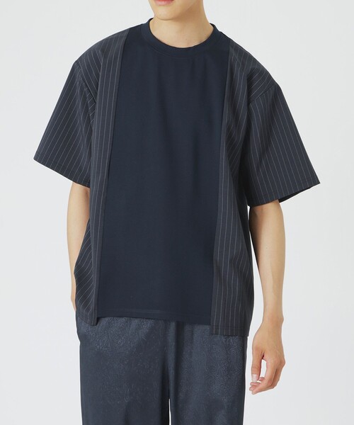 LOVELESS（ラブレス）の「ストライプブロッキングTシャツ（Tシャツ/カットソー・メンズ・ブルー系その他7/ブラック/ライトグレー・L/M）」の15枚目の写真