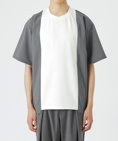 LOVELESS（ラブレス）の「ストライプブロッキングTシャツ（Tシャツ/カットソー・メンズ・ブルー系その他7/ブラック/ライトグレー・L/M）」の10枚目の写真