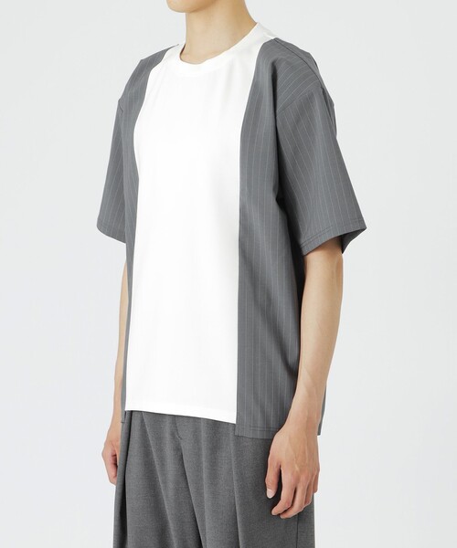 LOVELESS（ラブレス）の「ストライプブロッキングTシャツ（Tシャツ/カットソー・メンズ・ブルー系その他7/ブラック/ライトグレー・L/M）」の9枚目の写真