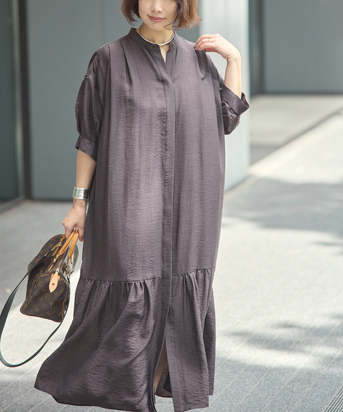 journal standard L'essage(ジャーナルスタンダードレサージュ)の「《手洗い可》シアーシルクミックスタックワンピース(ワンピース・レディース・ブラック/ブルー系その他/ブラウン・FREE)」の11枚目の写真