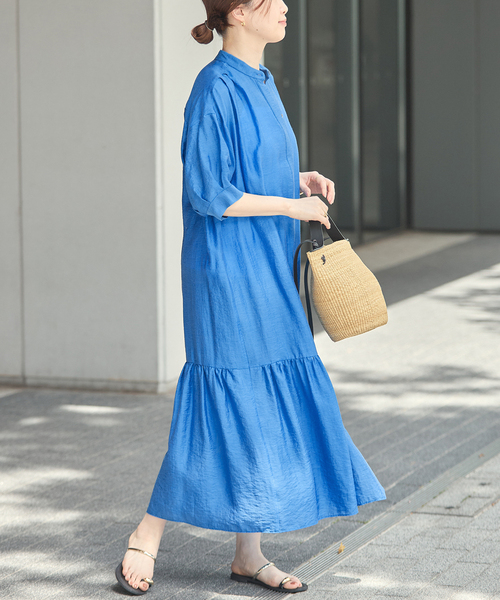 journal standard L'essage(ジャーナルスタンダードレサージュ)の「《手洗い可》シアーシルクミックスタックワンピース(ワンピース・レディース・ブラック/ブルー系その他/ブラウン・FREE)」の14枚目の写真