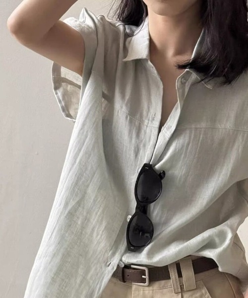 Beststore(ベストストア)の「フレンチスリーブ ヨーク切替ルーズシャツ(シャツ/ブラウス・レディース・イエロー/ブルー/セージグリーン・FREE)」の10枚目の写真