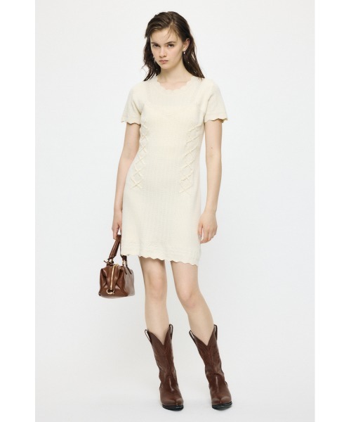 MOUSSY(マウジー)の「LACE UP KNIT ミニドレス(ワンピース・レディース・ネイビー/ブラック/アイボリー・1/2)」の5枚目の写真