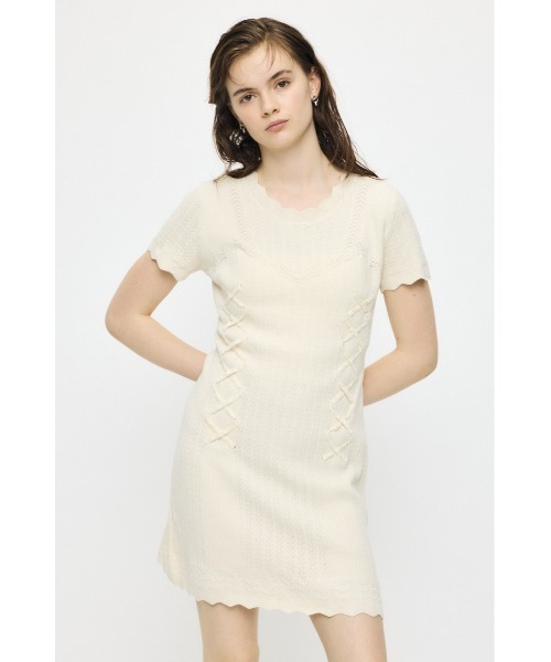 MOUSSY(マウジー)の「LACE UP KNIT ミニドレス(ワンピース・レディース・ネイビー/ブラック/アイボリー・1/2)」の8枚目の写真