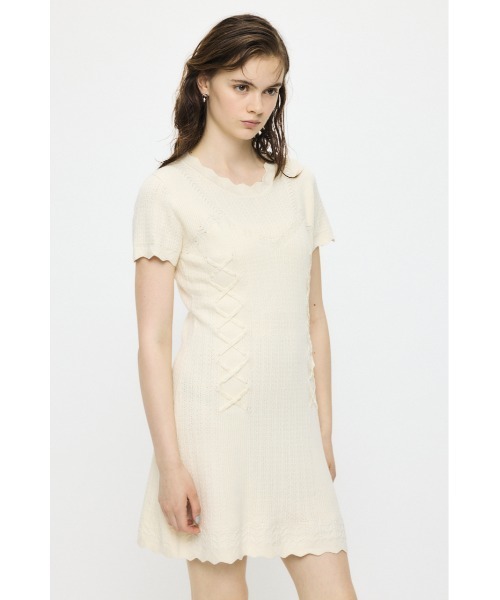 MOUSSY(マウジー)の「LACE UP KNIT ミニドレス(ワンピース・レディース・ネイビー/ブラック/アイボリー・1/2)」の9枚目の写真