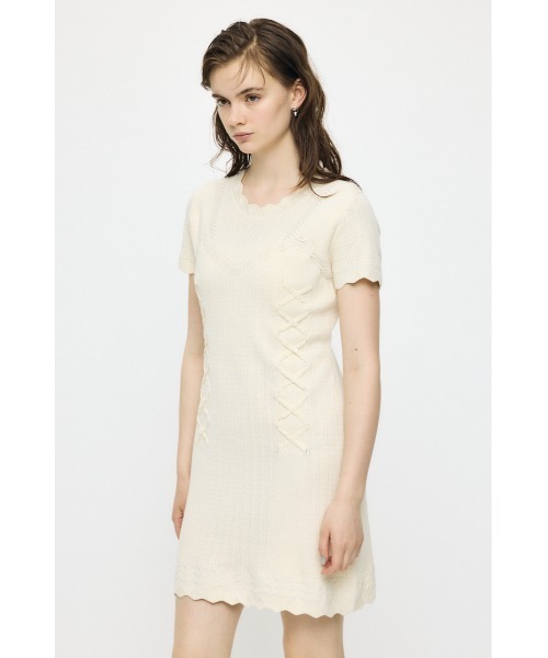 MOUSSY(マウジー)の「LACE UP KNIT ミニドレス(ワンピース・レディース・ネイビー/ブラック/アイボリー・1/2)」の10枚目の写真