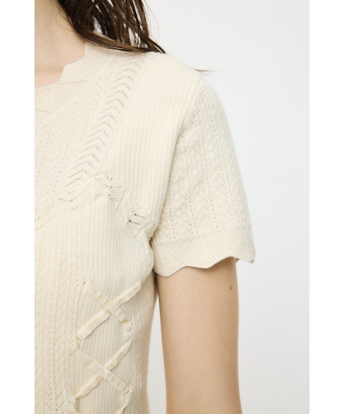 MOUSSY(マウジー)の「LACE UP KNIT ミニドレス(ワンピース・レディース・ネイビー/ブラック/アイボリー・1/2)」の14枚目の写真