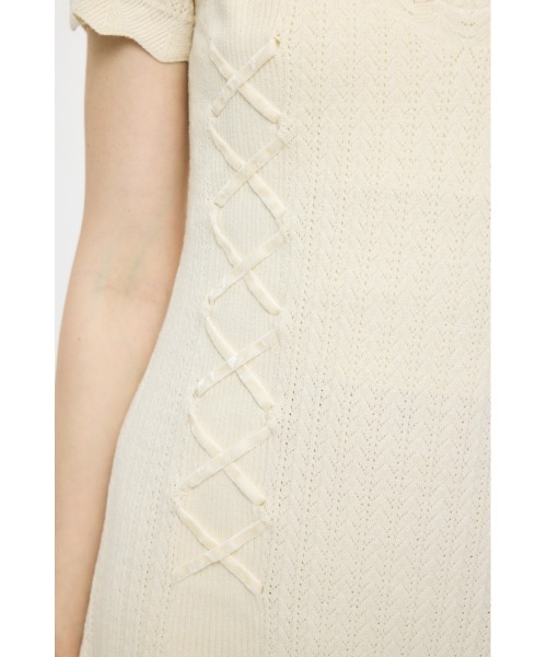MOUSSY(マウジー)の「LACE UP KNIT ミニドレス(ワンピース・レディース・ネイビー/ブラック/アイボリー・1/2)」の15枚目の写真