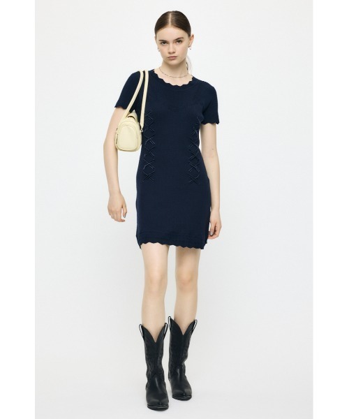 MOUSSY(マウジー)の「LACE UP KNIT ミニドレス(ワンピース・レディース・ネイビー/ブラック/アイボリー・1/2)」の20枚目の写真