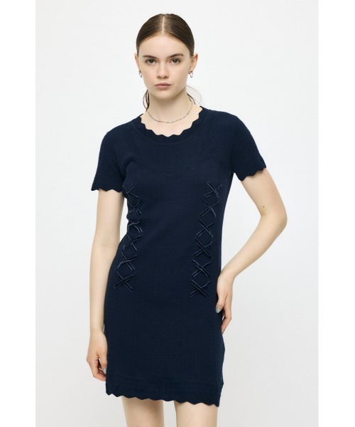 MOUSSY(マウジー)の「LACE UP KNIT ミニドレス(ワンピース・レディース・ネイビー/ブラック/アイボリー・1/2)」の21枚目の写真