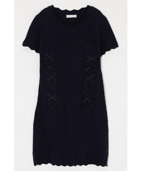 MOUSSY(マウジー)の「LACE UP KNIT ミニドレス(ワンピース・レディース・ネイビー/ブラック/アイボリー・1/2)」の22枚目の写真