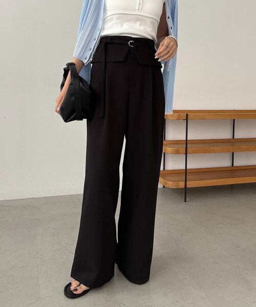 CAPRICIEUX LE'MAGE(カプリシューレマージュ)の「折り返しベルトパンツ(その他パンツ・レディース・オフホワイト/ブラウン/ブラック・38/PS/36)」の3枚目の写真