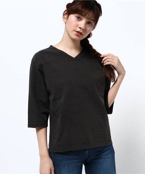 FRUIT OF THE LOOM（フルーツオブザルーム）の「FRUIT OF THE LOOM×BEAMS BOY / フットボール Vネック 8分袖（Tシャツ/カットソー・レディース・ホワイト/ブラック/ネイビー・ONE SIZE）」の5枚目の写真