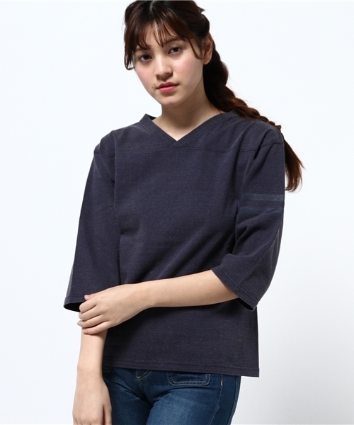 FRUIT OF THE LOOM（フルーツオブザルーム）の「FRUIT OF THE LOOM×BEAMS BOY / フットボール Vネック 8分袖（Tシャツ/カットソー・レディース・ホワイト/ブラック/ネイビー・ONE SIZE）」の6枚目の写真