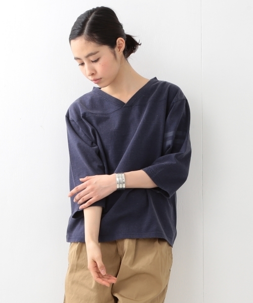 FRUIT OF THE LOOM（フルーツオブザルーム）の「FRUIT OF THE LOOM×BEAMS BOY / フットボール Vネック 8分袖（Tシャツ/カットソー・レディース・ホワイト/ブラック/ネイビー・ONE SIZE）」の7枚目の写真